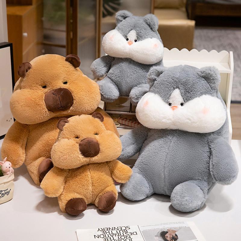 Plush Husky Capybara Toys Cartoon Stuffed Doll Animal Decoration Gifts Kids