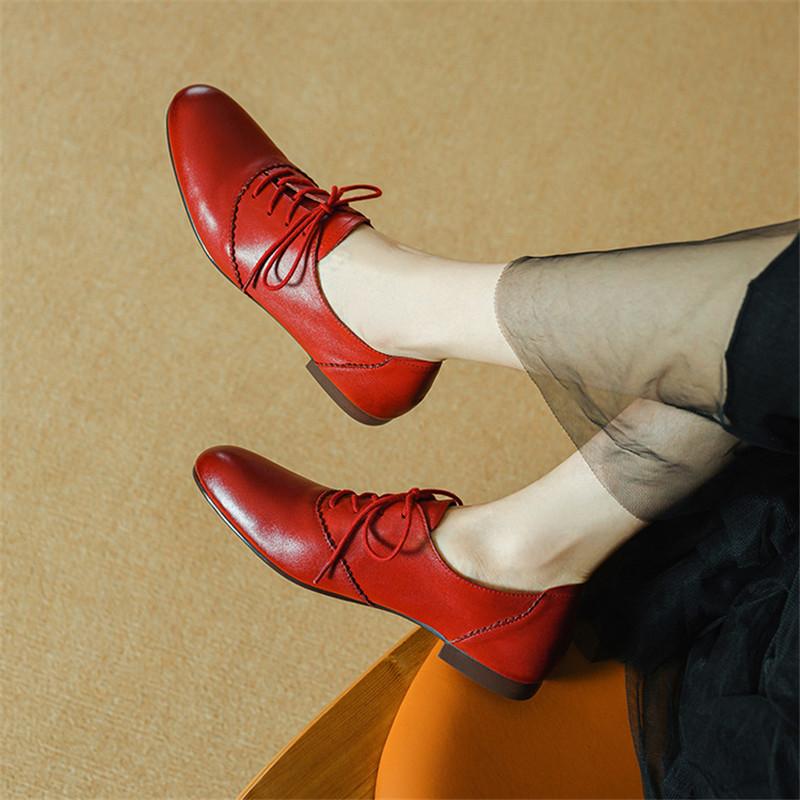 Fashion New Spring/autumn Genuine Leather Women Shoes Round Toe Shoes for Women Fashion Loafers Shoes Low Heels Handmade Women Pumps