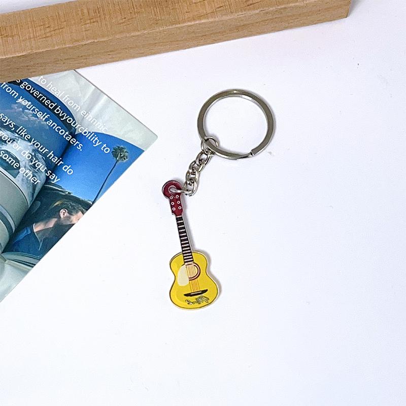 Creative Mini Guitar Keychain Pendant Handbag Charm Accessories Music Festival Souvenir Gift