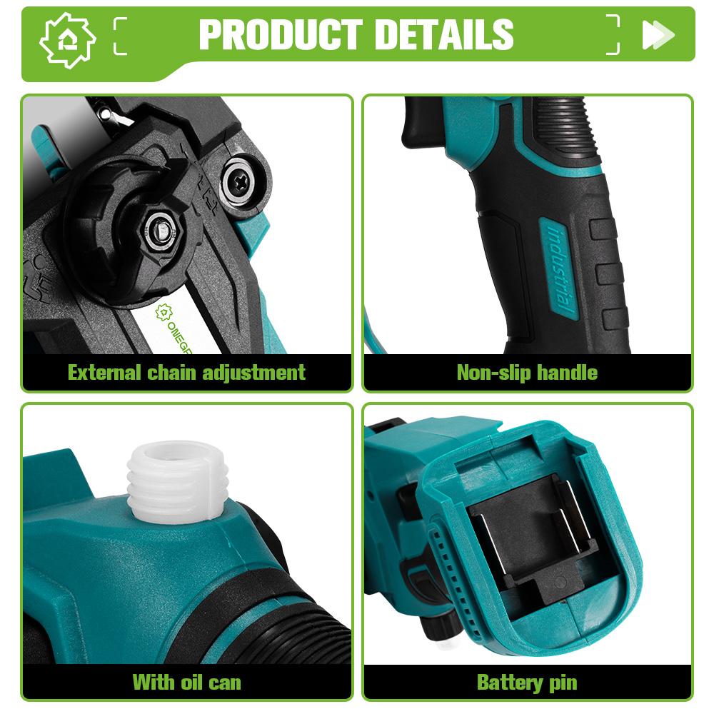 ONEGREEN Drujba electrică telescopică fără perii de 4500W 6 inch 205CM Reîncărcabilă unealtă electrică de grădinărit pentru baterie de 18V