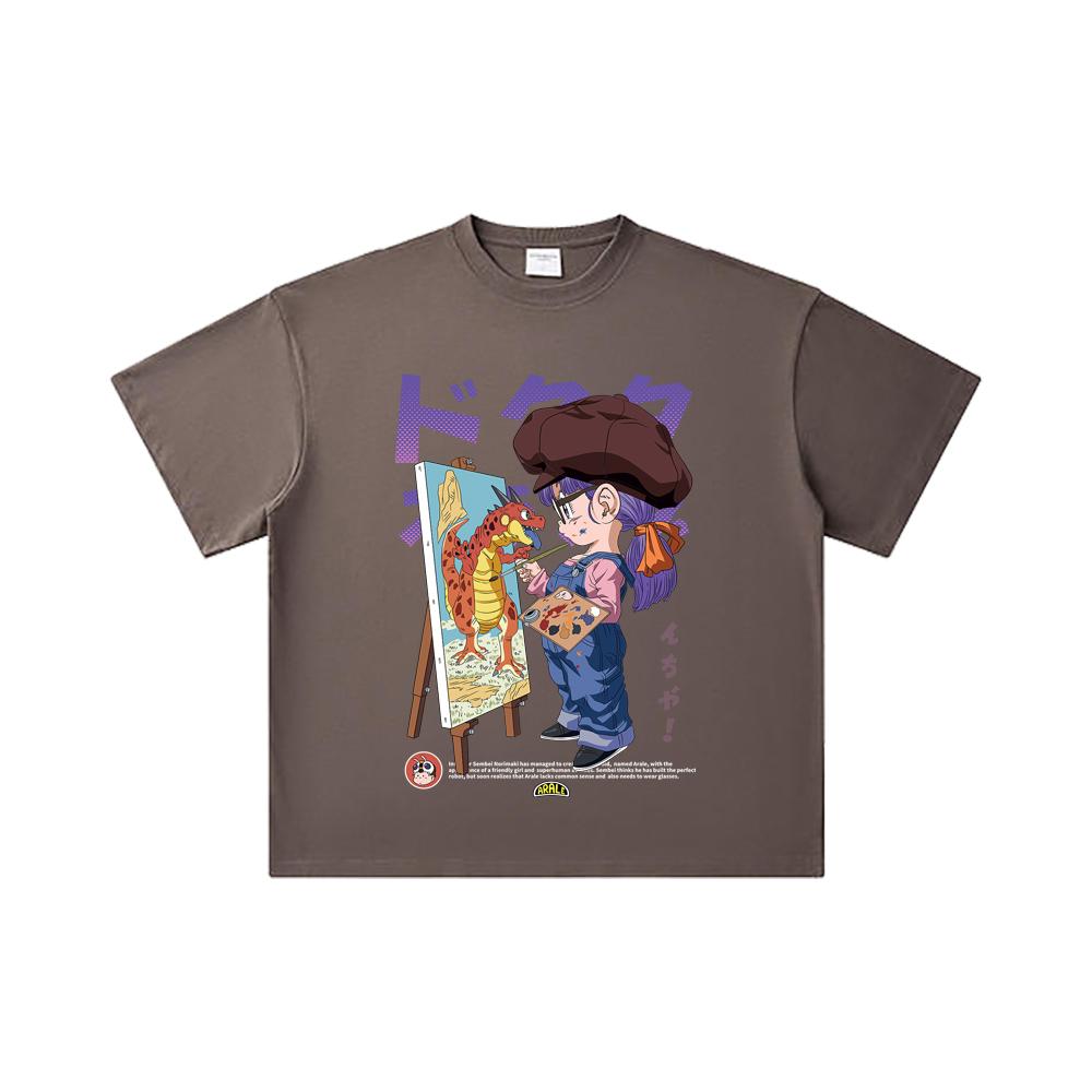 260 GSM Double Yarn 32 Count 100% Cotton Dragon Ball V10 Arale Print Unisex Heavy Cotton T Shirt