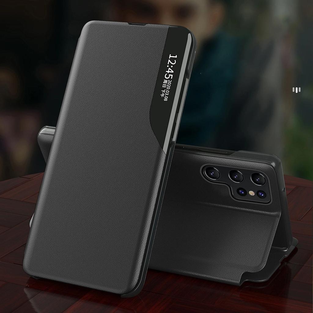 Eco Leather View Case Etui Do Samsung Galaxy S25 Ultra Z Klapką I Podstawką - Czarne