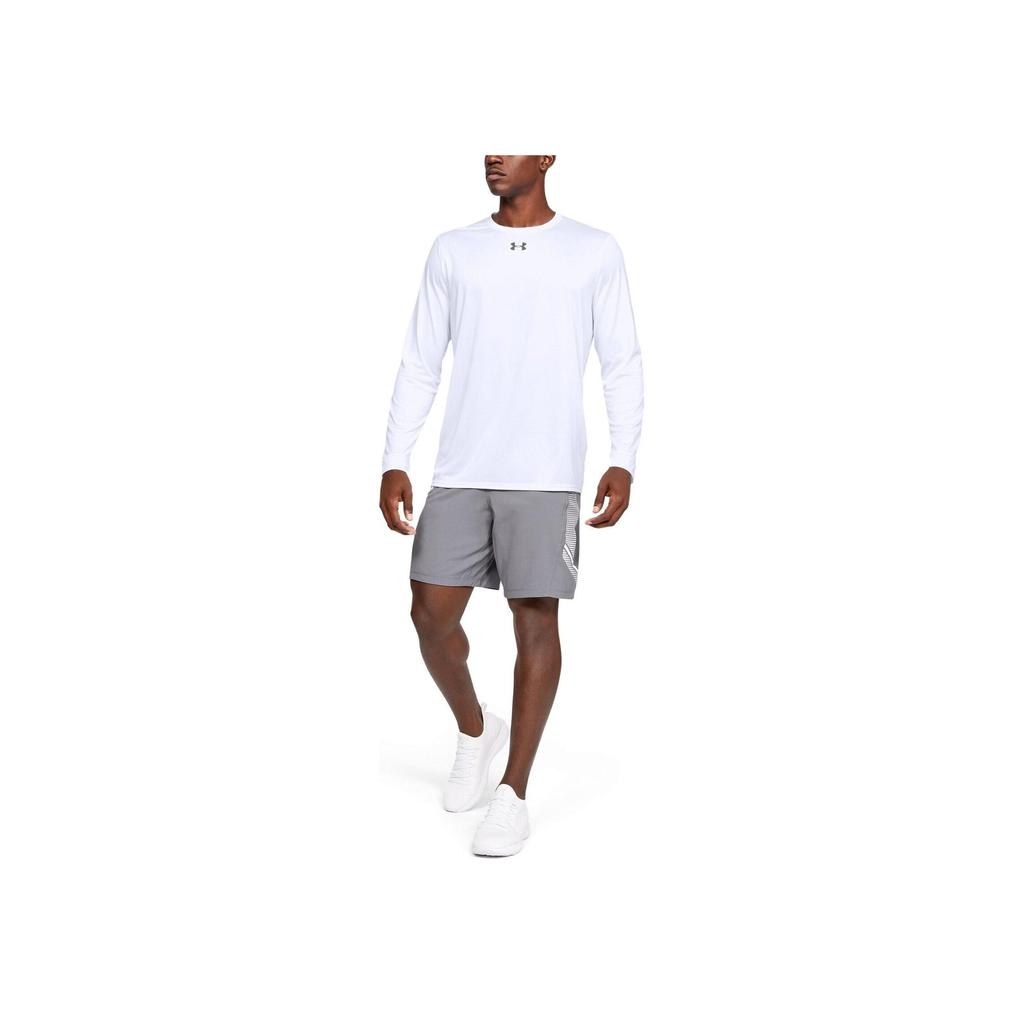 Under Armour Solid Color Crew Neck Long Sleeve T-Shirt Men tops White 1305776-100