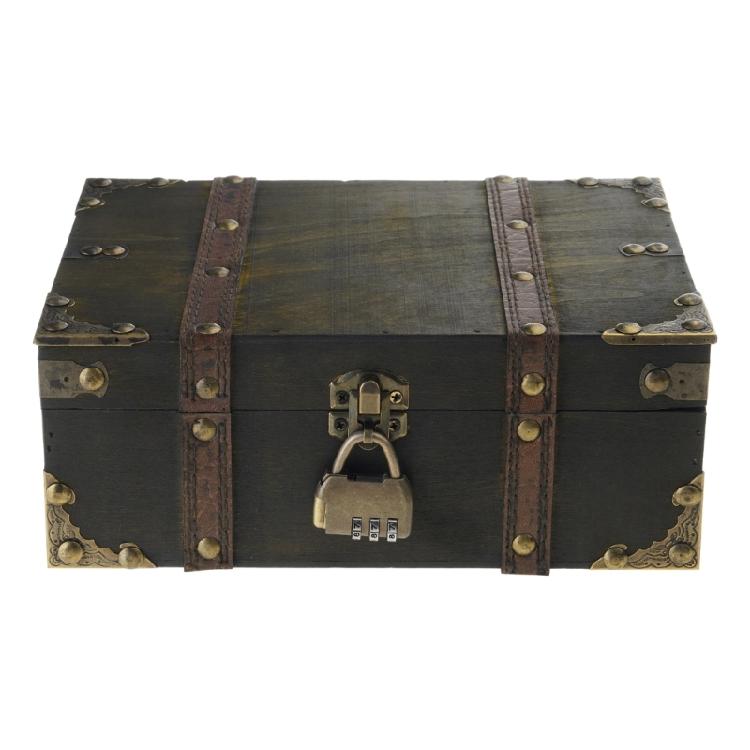 Antique Style Locking Wooden Storage Chest Lockable Jewelry Display Organiser Decorative Trinket Box with Small Lock
