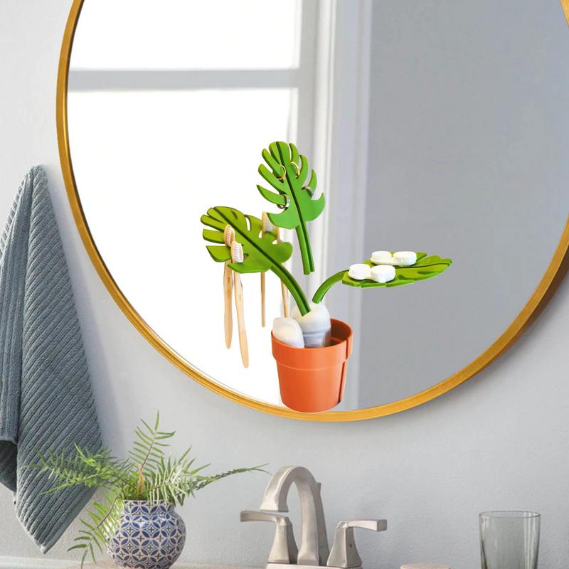 Specchio Monstera Organizer da Bagno Specchio Porta Gioielli Porta Bracciali Porta Orologi Porta Portafogli Organizzatore Spazzolini da Denti Dentifricio