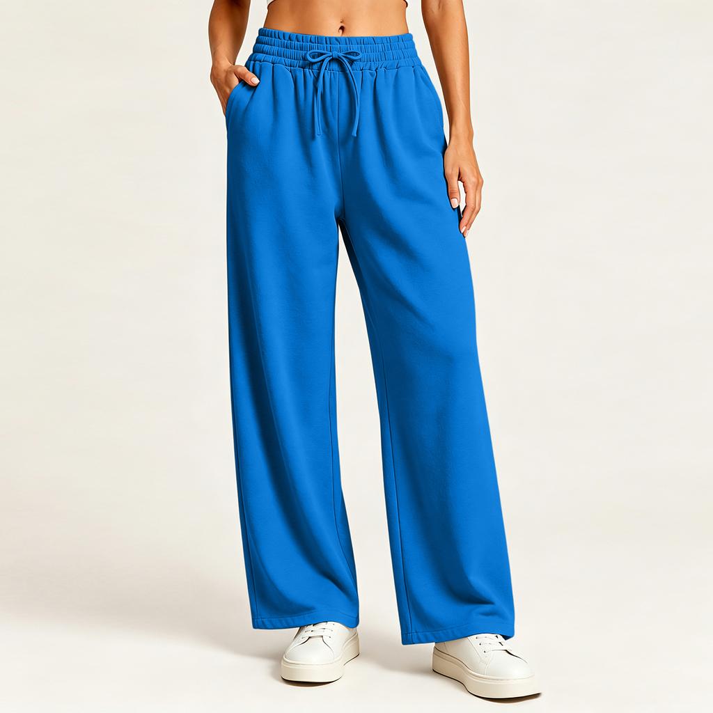 Women's Stylish Casual Loose Fit Straight Leg Pants with Pockets in Color for Everyday Wear