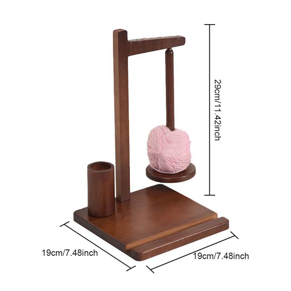 3-in-1 Wooden Yarn Holder Rotatable Yarn Ball Storage Rack with Phone Stand Magnetic Smooth Rotation Anti-Tangle for Crochet Lov