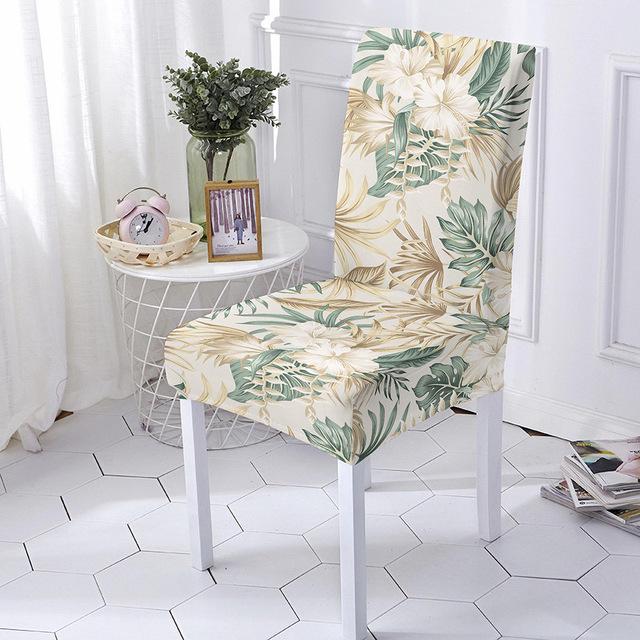 Tropical Plant Print Elastic Chair Cover Washable Green Series All Inclusive Dining Chair Cover Spandex For Restaurant Wedding