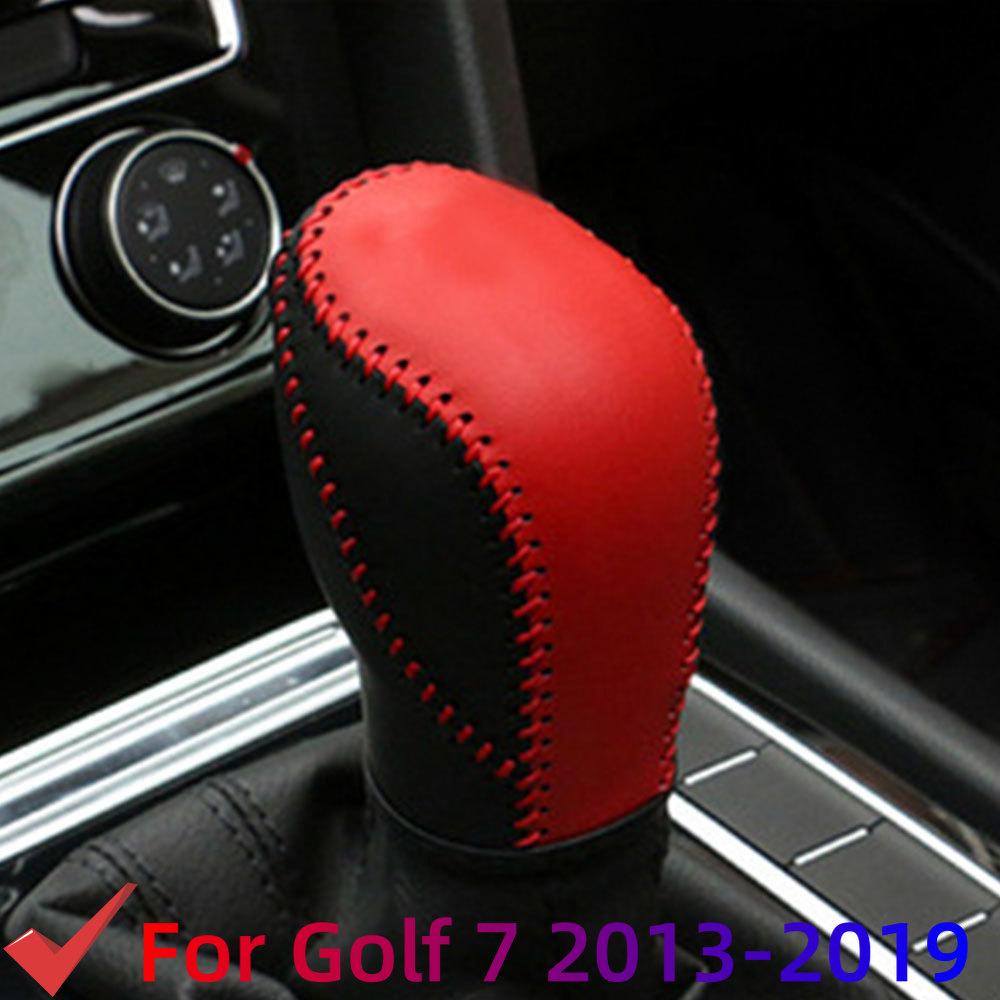 Leather Car Gear Shift Knob Cover Gear Collars for Volkswagen VW Polo Tiguan Golf 5 6 7 Mk7 Passat B5 B6 B7 CC Jetta AT