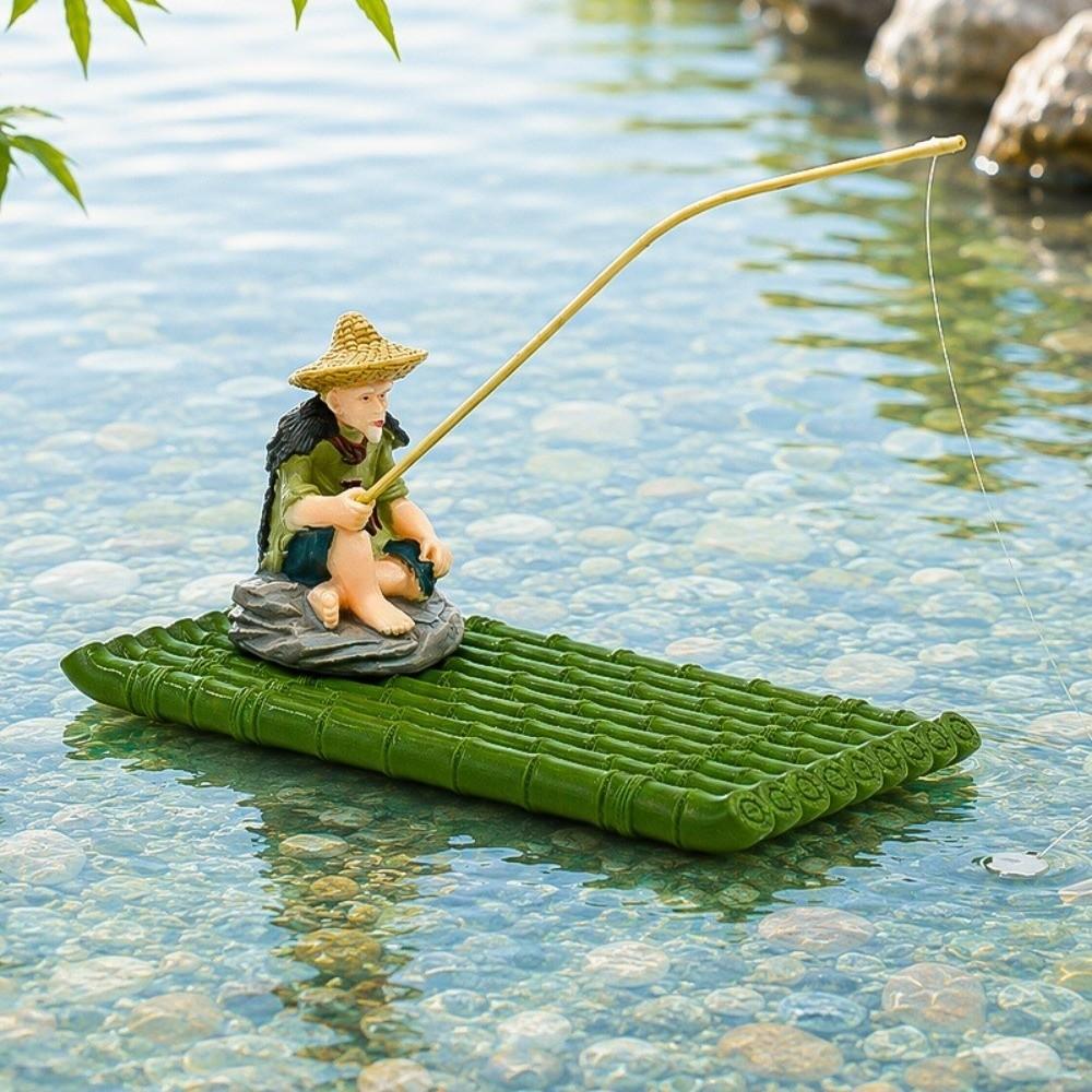 Artificial Bamboo Floating Bamboo Raft Ornament No Fading Bamboo Raft Figurine  Home Decoration