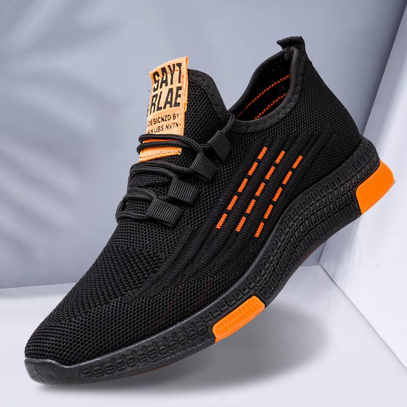 Men's trendy shoes Men's shoes Student trendy running shoes Flying woven breathable sports style single shoes