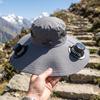 Buckle Hat with Dual Fans Large Battery Solar Charging Full-Face Sun Protection Large Brim Sun Hat Adjustable Drawstring Walking Cooling Hat