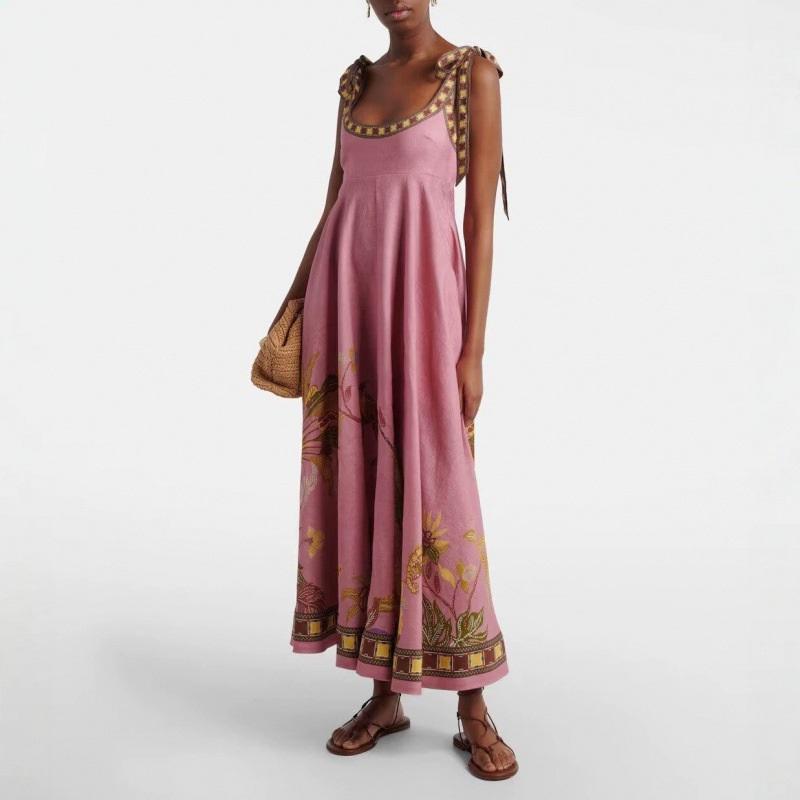 Rochie Maxi cu Bretele Legate la Umeri pentru Femei, Imprimeu Floral, Talie Empire, Rochie de Soare pentru Vacanță de Vară pe Plajă