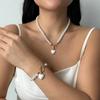 Trend Pearl Bracelet Necklace Set Female Niche High-end Sense Light Luxury Love Collarbone Chain