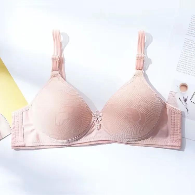 Love Broderie Model Lenjerie de corp Roz Dulce Sutien pentru femei Ventilatie subtire fara fir Piept mic adunat Stil casual simplu