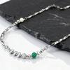 Hiphop Men's Chain Necklace,Green Stone Irregular Metal Beads Collars,Birthday Party Jewelry Gift