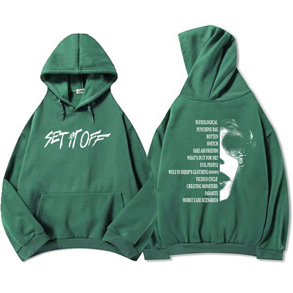 SIO Album Tracklist Hoodie Rock Band Set It Off Sweatshirts Grunge Fashion Unisex Streetwear Hip Hop Grunge Male Sudaderas Mens