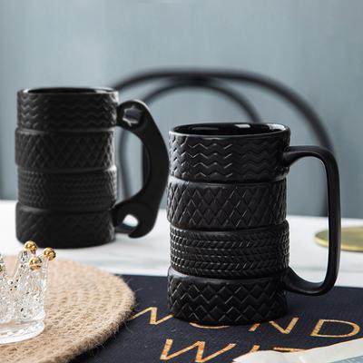 500ml Ceramic Cup Creative Large Capacity Novelty Mug Tire Shaped Cup Office Home Coffee Breakfast Mug Creative Handle Drinkware