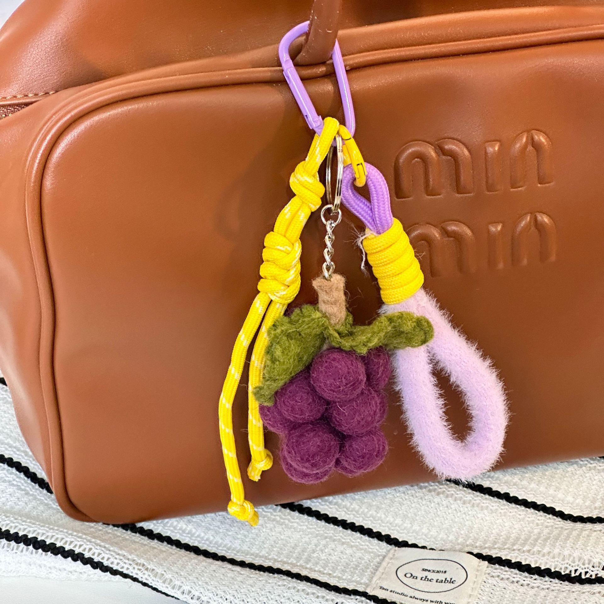 Grape Keychain Wool Felt Pendant for Women s Bags - DIY Gift Accessory