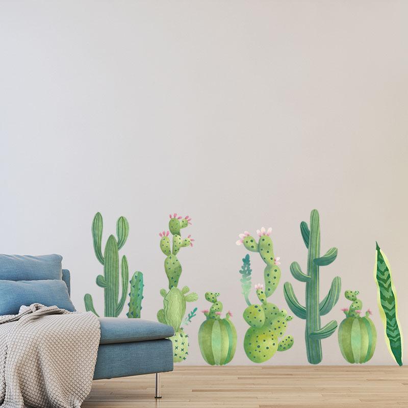 Nordic Tropical Cactus Removable Waterproof Wall Sticker for Skirting Board Creative Home Decor