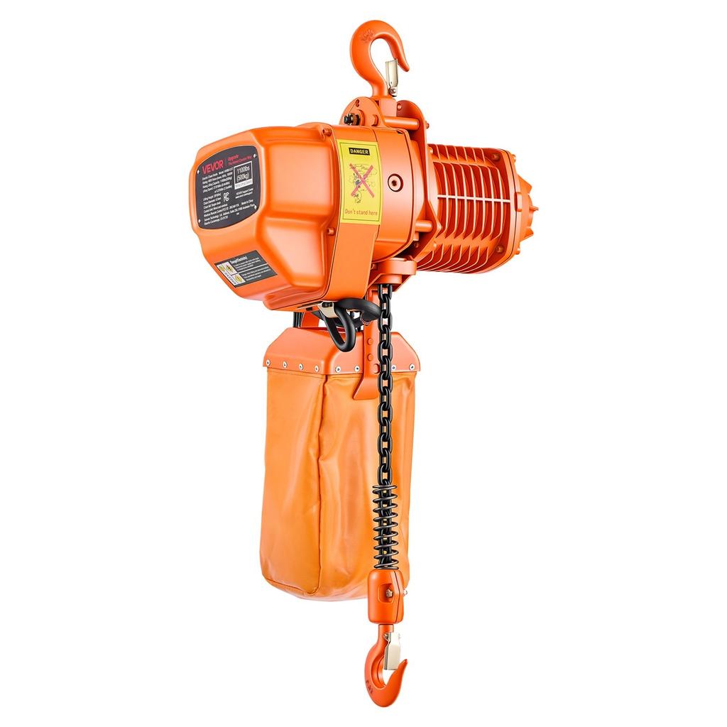 500 Kg Electric Chain Hoist, 6 M Lifting Height, Three-Phase Overhead Crane with 100 M Wireless & 4.5 M Wired Remote Control, Single G80 Chain Hoist