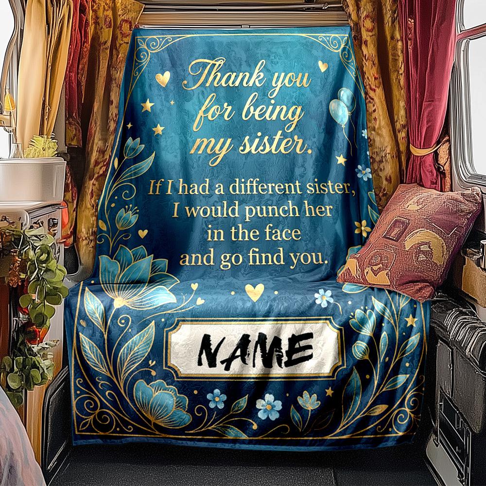 Sisterly Appreciation Card Blanket Personalized Name Soft Comfortable Stylish Blanket Car Blanket Perfect For Travel Camping Outdoor Home Suitable For