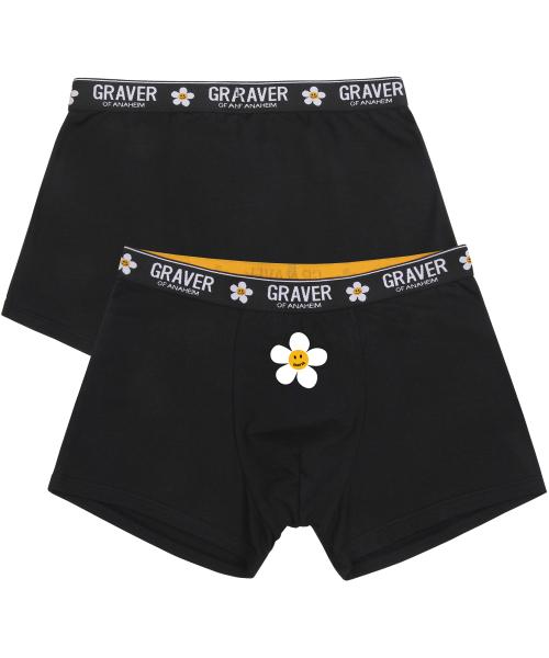 [Graver] Белый Цветок Улыбка Мужские Боксеры 1 Упаковка [Отправка из Кореи] 100% Оригинал Black - M