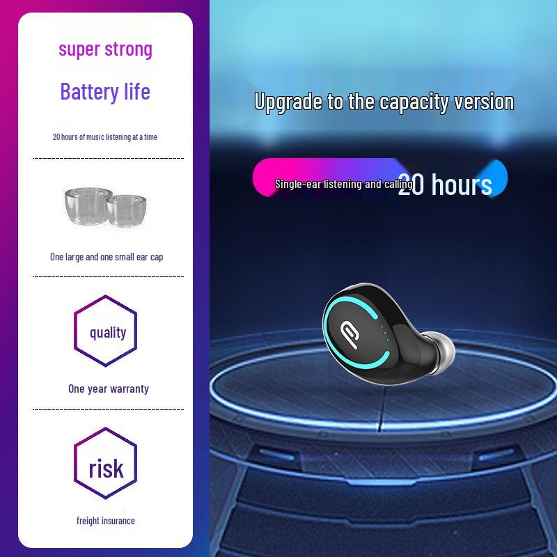 New Wireless Bluetooth 5.1 Mini In-Ear Sports Earbuds with Long Battery Life and Noise Cancellation