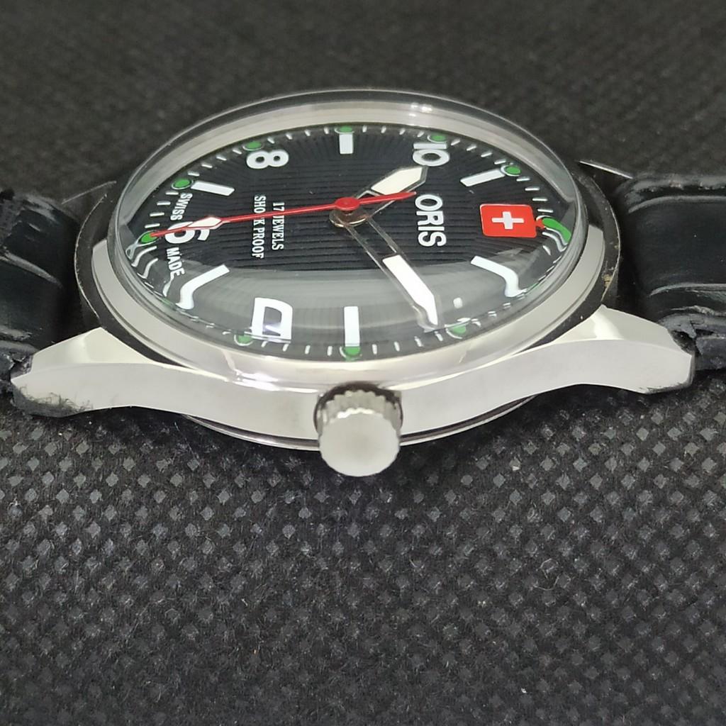 VINTAGE ORIS AUFZUG SCHWEIZER HERREN REFURBIERTES ARMBAND SCHWARZE UHR 558a-a296510-1