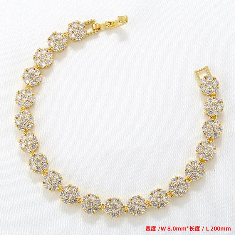 Temperament Light Luxury Copper Inlaid Diamond Flower Petal Bracelet Necklace Tennis Flower Jewelry Set Vl526-527