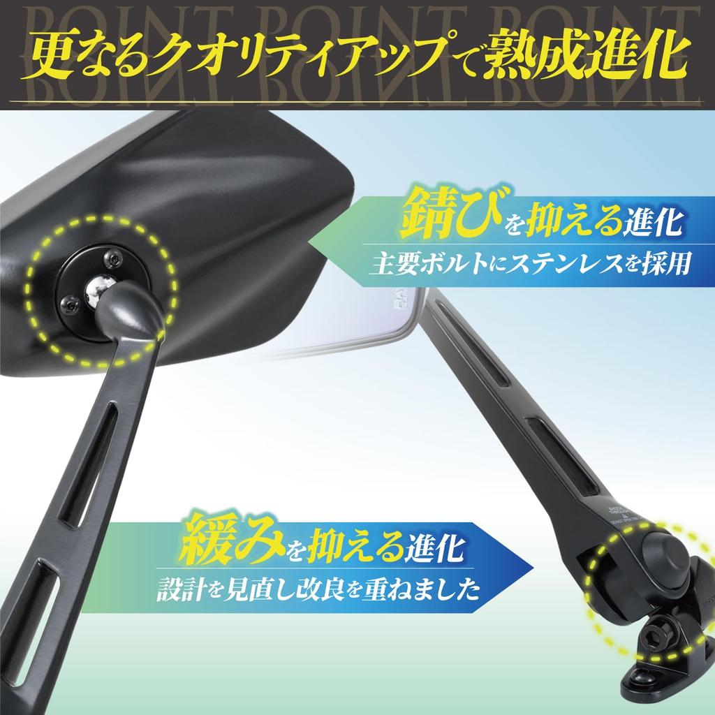 Tanax Napoleon NC-001 Cowling Mirror 11 Black Motorcycle Cowl Mount Left and Right Anti-Glare Meets Safety Standards 1 Mirror