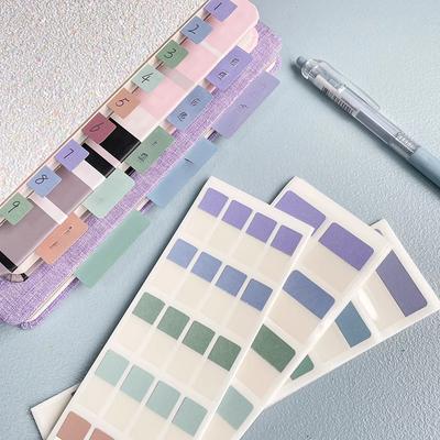 Morandi Color Index Label Stickers for Books Notebook Page Mark Label Solid Color Sticky Note Pad Stationery Journal Supplies