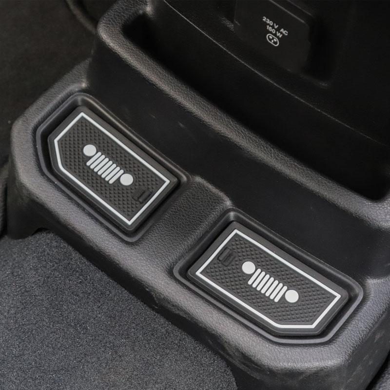 Rubber Red White Car Interior Gate Slot Pad Mat Cup Mat Decoration For Jeep Wrangler JL 2018 -2023 Car Styling Accessories