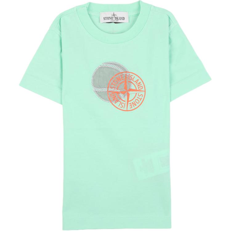 Stone Island Logo Round Neck Drop Shoulder Short Sleeve T-Shirt Kids Tops 781621070-V0044 4