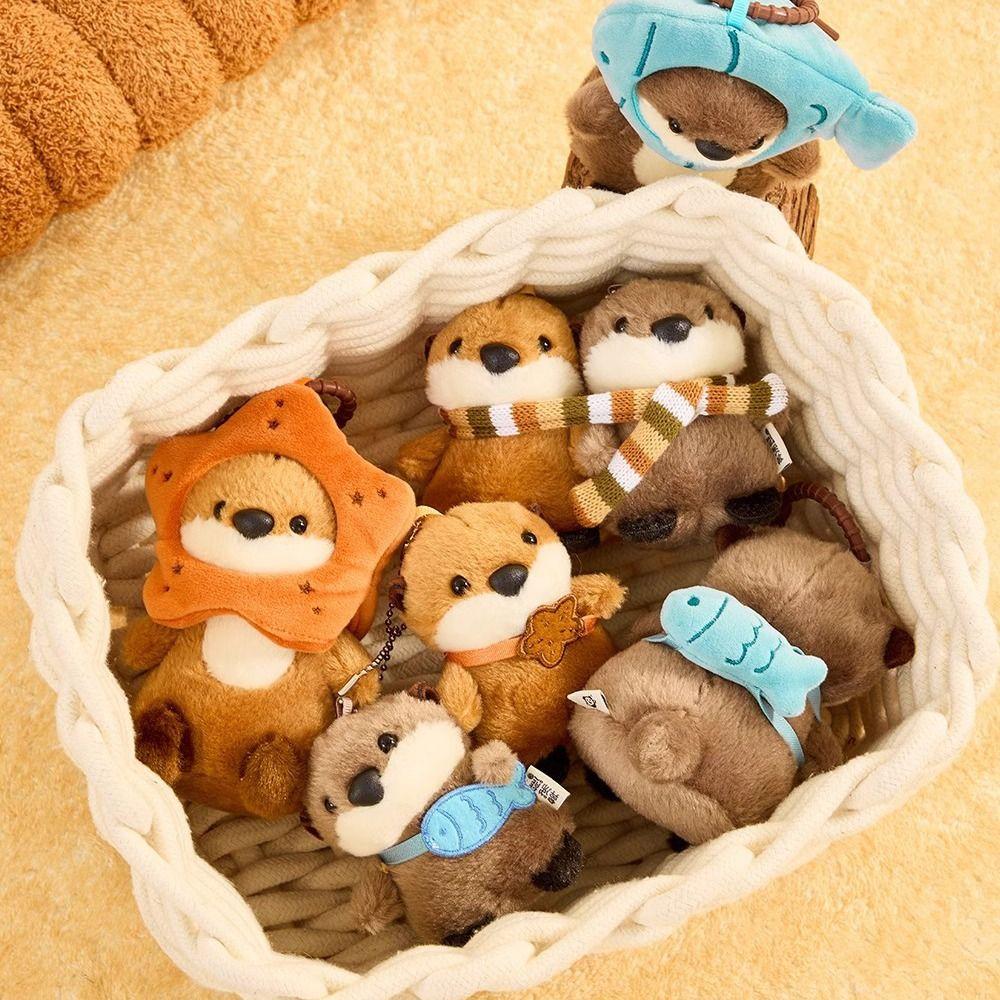 Fluffy Cotton Otter Pendant Bag Hanging Stuffed Otter Doll Otter Plush Keychain  Backpack