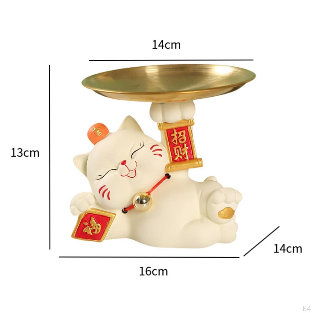 Cat Statue Storage Tray Jewelry Earrings Creative Desktop Organizer Animal Sculpture for