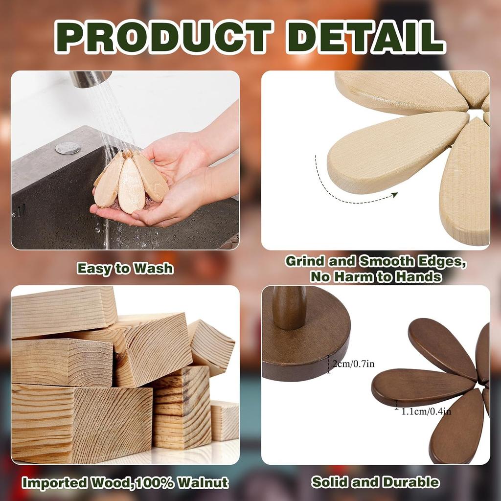 Wooden Tree Trivets for Hot Dishes, Christmas Tree Shape Trivet Set of 4 for Hot Pot Pans, Wood Coasters for Bowls Teapots Drinks Plates, Home Table