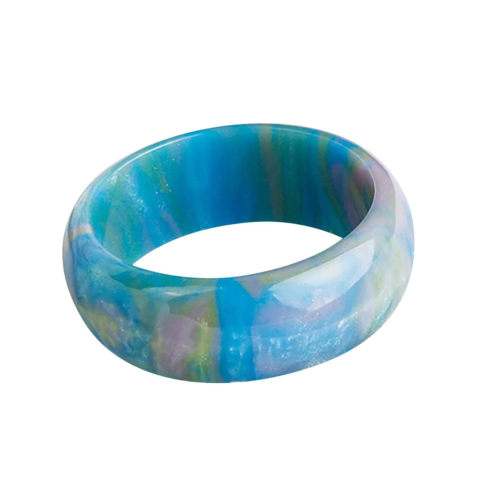 

Blue Cloud Acrylic Ring Colorful Thick Ring With Girls Ladies Beach Jewelry F зелений
