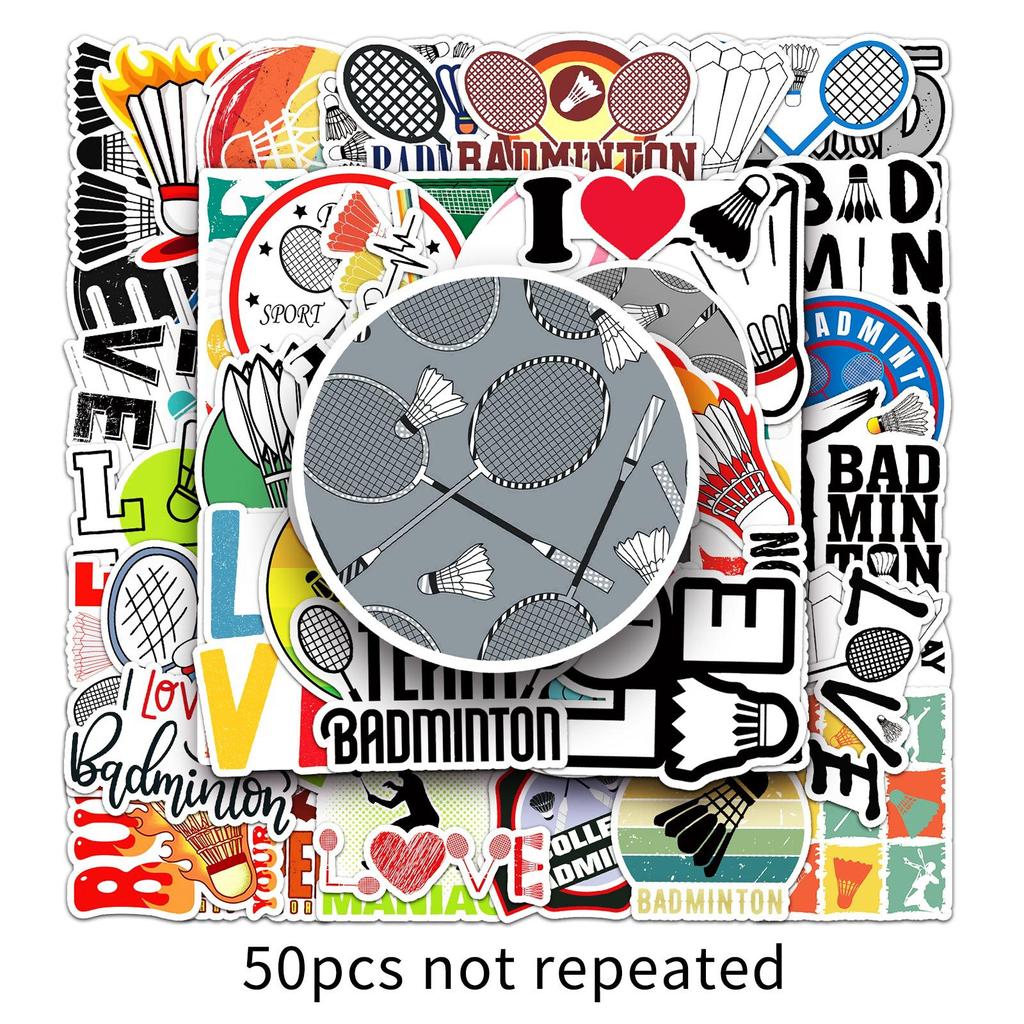 50 Badminton Doodle Cartoon Sports DIY Skateboard Mobile Phone Case Suitcase Sticker Waterproof