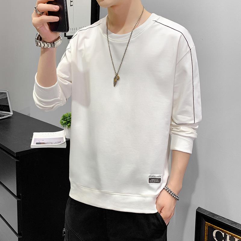 Men's Sweatshirt Spring New Youth Hong Kong Style Casual Loose Round Neck Long Sleeve Versatile T-shirt Bottoming Shirt