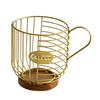 Metal Coffee Pod Wire Basket with Wooden Base Large Capacity Coffee Pod Holder for Kitchen Countertops   Coffee