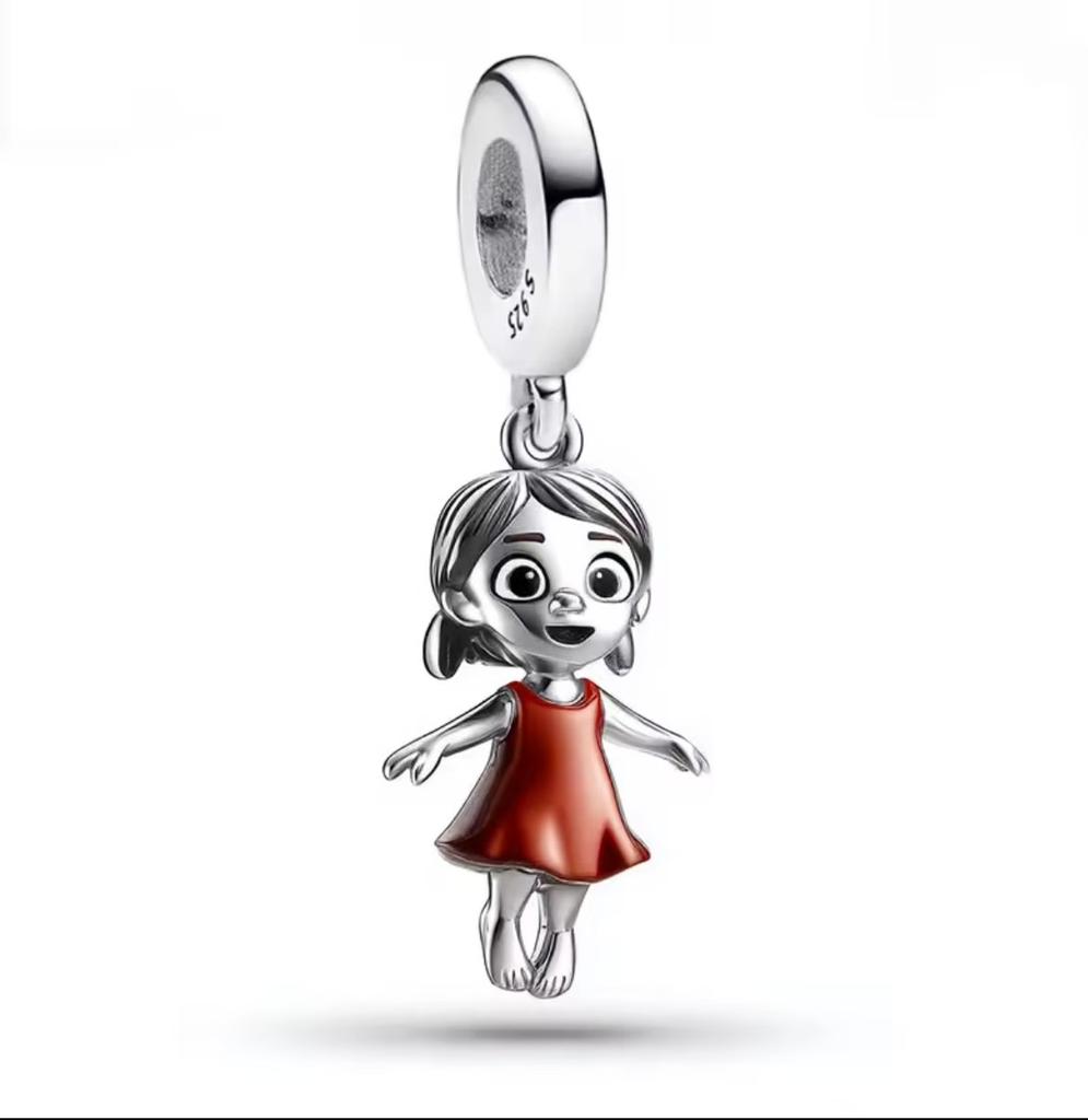 925 Silver Air Balloon Rose Girl Charms Fit European Bracelet, DIY Jewelry Making Accessories for Women