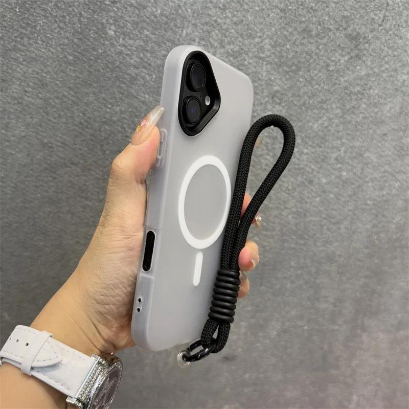Soft With lanyard Silicone For Magsafe Case for For Iphone 17 16 15 14 Plus 13 12 11 Pro Max Wireless Charge Magnetic Cover