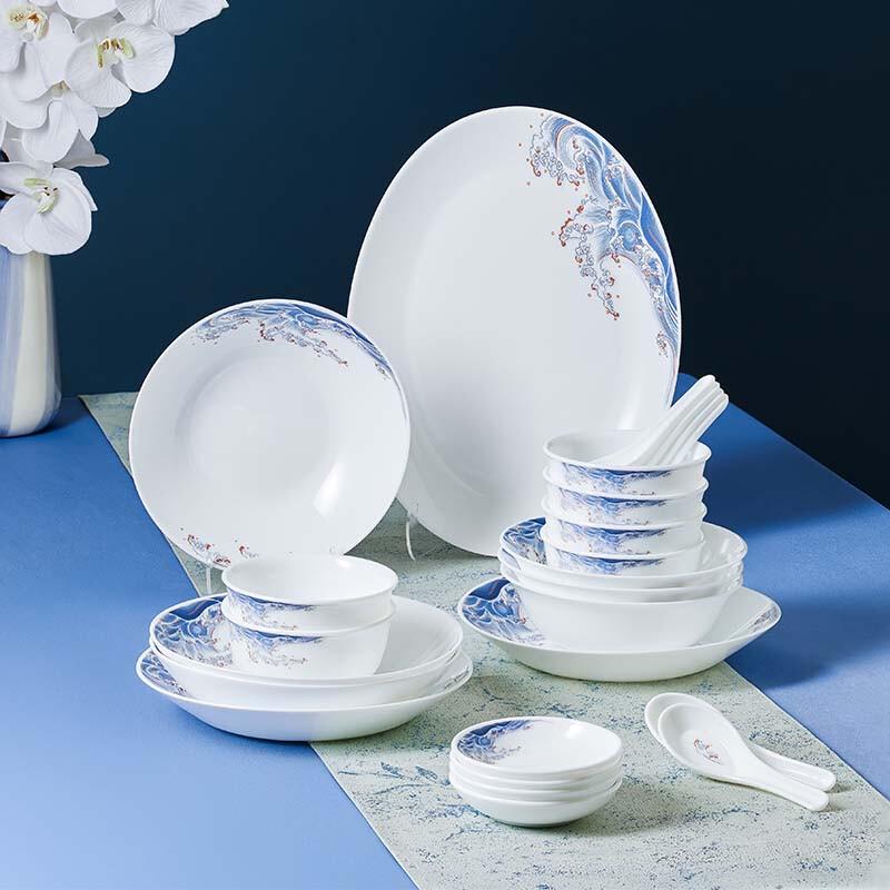 Corelle White Jade Orchid Shadow 24-Piece Dinnerware Set