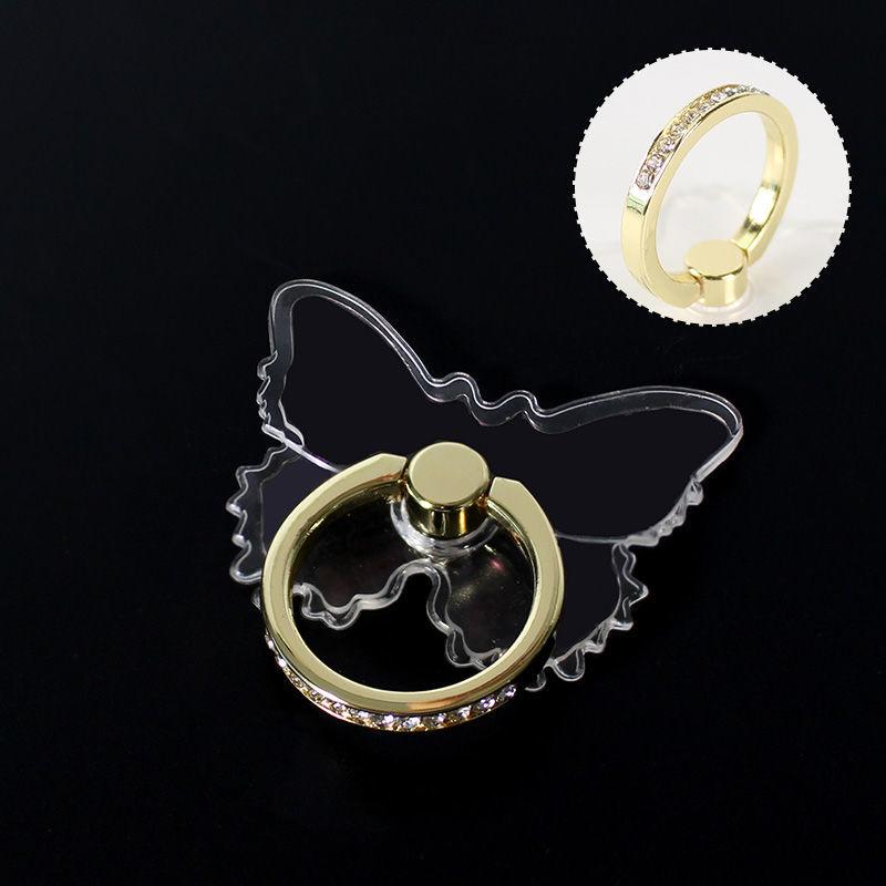 Mobile Phone Clear Finger Ring Holder for iPhone 17 Xiaomi Folding Butterfly Phone Stand Sticker Transparent Sakura Ring Bracket