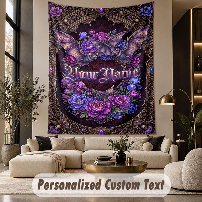 Floral (22) Theme Custom Tapestry Personalized Custom Name Text Wall Hanging Tapestry Home Decor Background Cloth