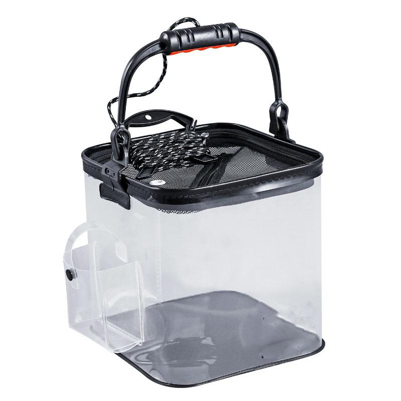 New Transparent Live Fish Bucket Foldable Fishing Bucket Portable Water Bucket Multifunctional Handheld Fish Container Lure Fishing Pail