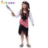 Halloween Children's Costume, Pirate Girl Red and White Striped Irregular Skirt Stage Performance Costume
