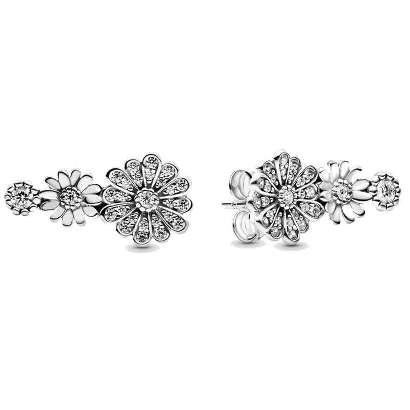 Nouveau 925 en argent Sterling mode boucle d'oreille Double Halo trèfle pétales d'amour coeur marguerite fleur Trio boucle d'oreille pour les femmes bijoux cadeau