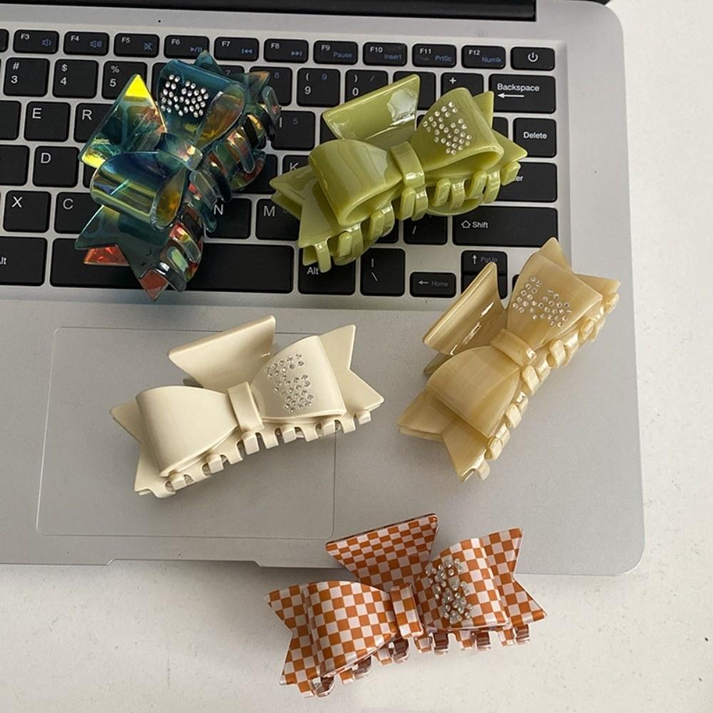 Korean Style Acetate Shark Clip Elegant Small Hair Clip Sweet Bowknot Hair Claw  Girls